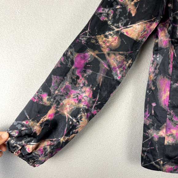 Tia Cibani Amethyst Satin Top Blouse Womens 4 Abstract Lagenlook Colorful NWT - Picture 4 of 15